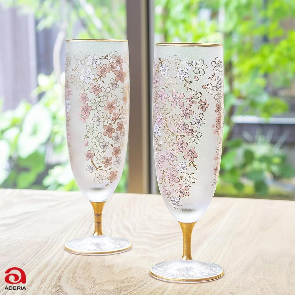 ADERIA El Dorado Cherry Blossom Beer Glass 360ml Made in Japan Cosmetic Box Wedding Father's Day Mother's Day Gift Present Birthday Women Celebration Sixtieth Birthday Men Beer Stylish Pint Craft Pilsner Popularity Ranking Champagne Glass 6528