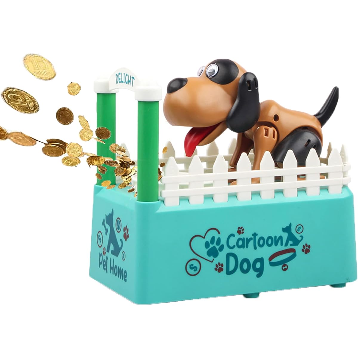Cevly Small Dog Piggy Bank, Cute Dog Piggy Bank Eating Coins, Coin Stealing Toy, Fun Piggy Bank, Personalized Christmas Birthday Gift for Boys Girls, Nursery Room Decoration