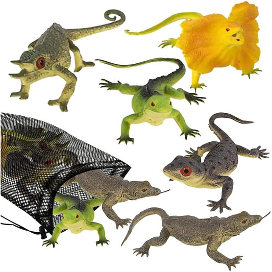 ArtCreativity Assorted Reptile Figures in Mesh Bags, Set of 5 Reptile Figures, Assorted Designs, Bath Water Toys, Party Decorations, Party Favors for Boys and Girls