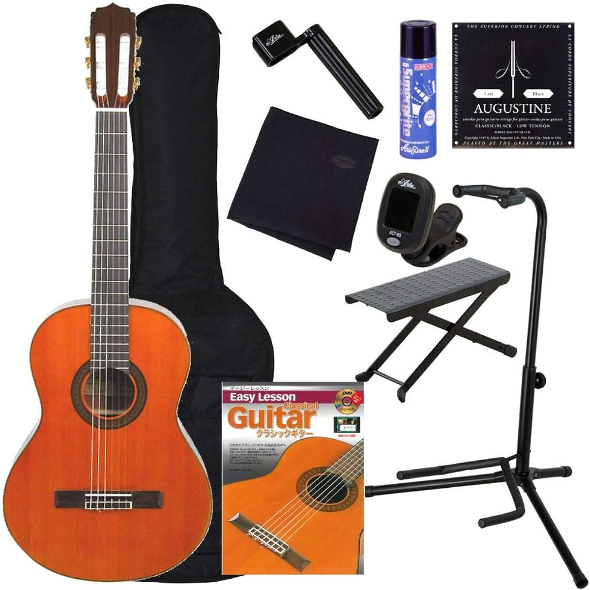 [Beginner's 10-piece set] Aria A-20 Classical Guitar Beginner's Set