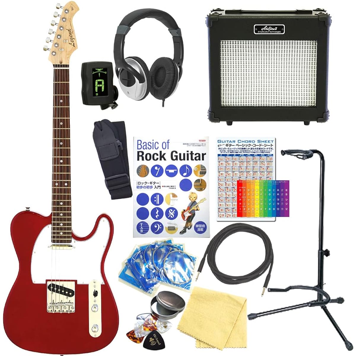 Electric Guitar Beginner Set Telecaster Type 15-Piece Set Legend LTE-Z CA/R