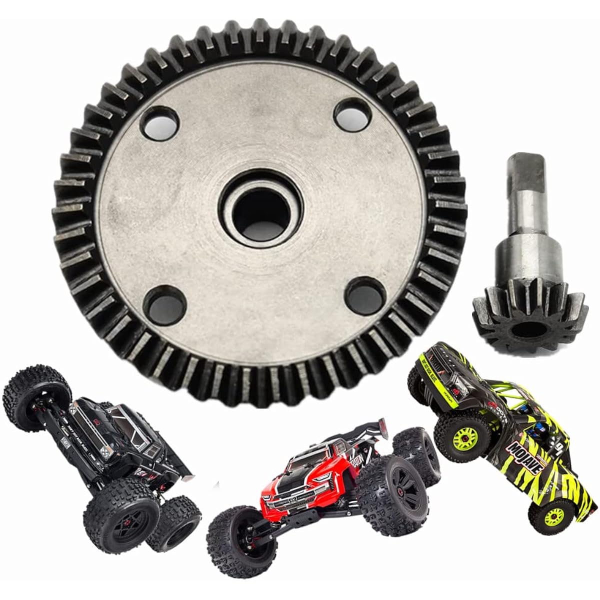 Main Diff Gear 43T & Main Input Gear 10T Upgrade Parts for 1/7 ARRMA Mojave 6S BLX 4WD Fireteam 1/8 Kraton/Notorious/Outcast/Talion 6S BLX Main Diff Gear & Main Input Gear Hop Up Parts (Black)