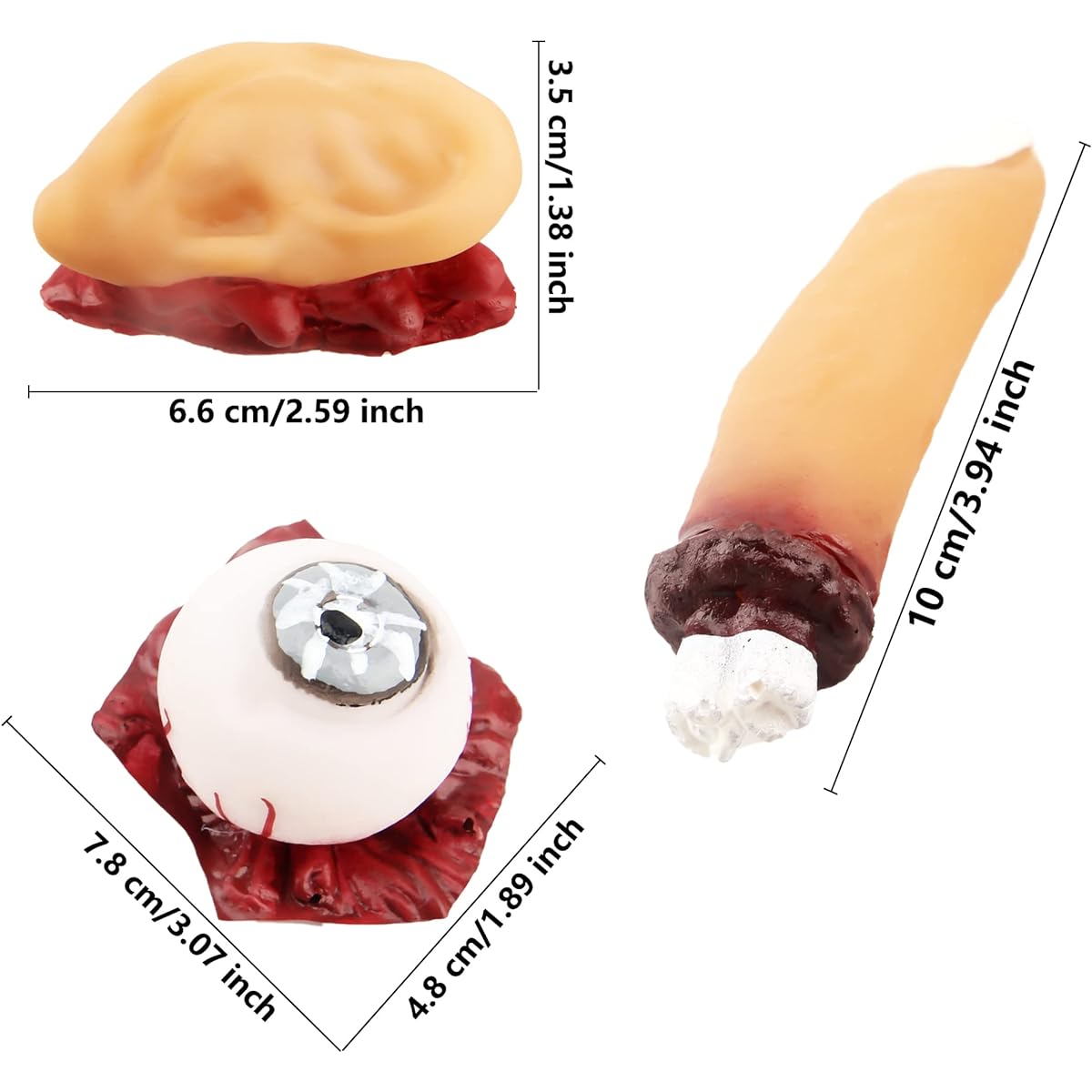 Cotiny 15 Pieces Halloween Bloody Props Fake Severed Finger Ear Eyeball Scary Toys Halloween Prank Props Haunted House Decoration