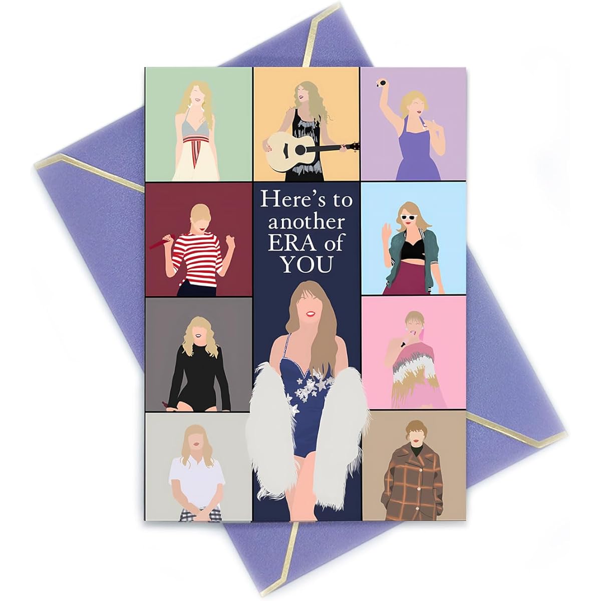 Convjosc Music Birthday Card Greeting Card Pop Culture Card Elas Tour Birthday Card Best Friend Daughter Birthday Card (Purple)