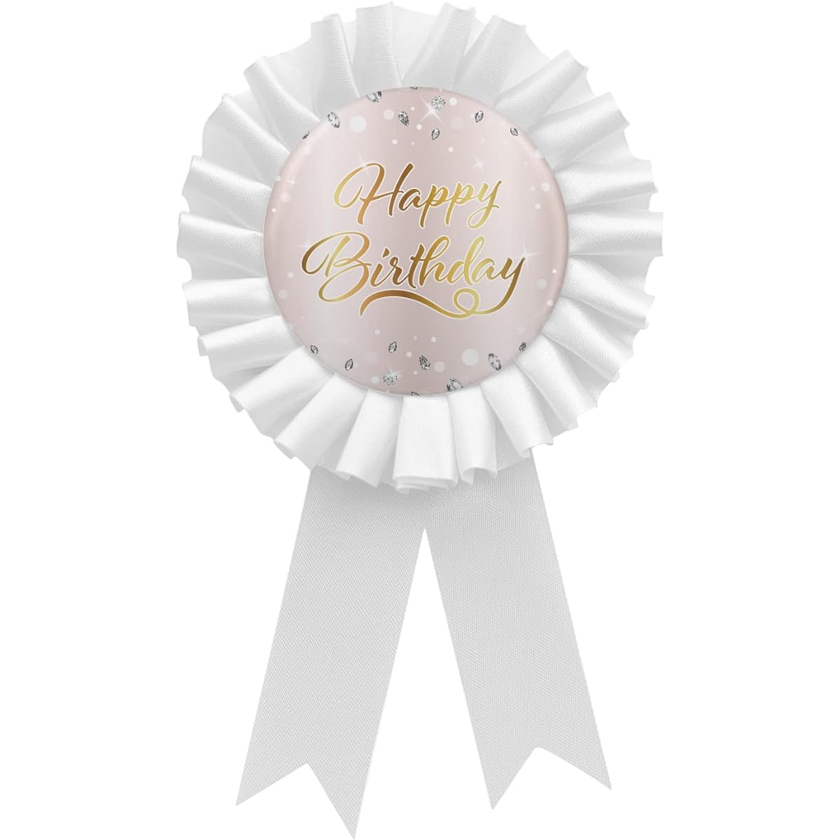Happy Birthday Pin Boys Girls Children Adults Anniversary Tin Badge Pin Award Ribbon Party Decoration Supplies White 1 piece, Tin