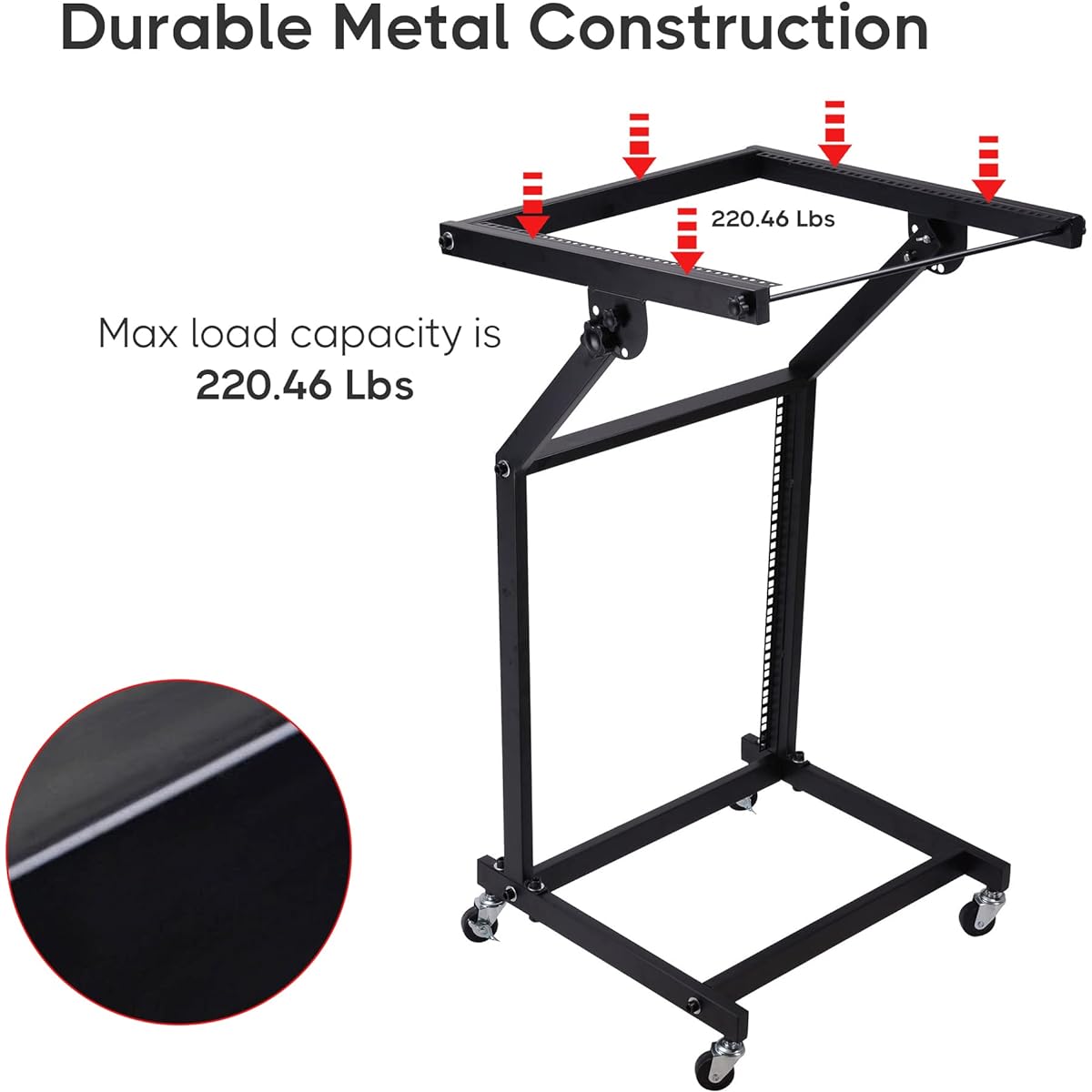 AW Rolling DJ Mixer Stand Stage Cart Adjustable Rack Mount Studio Equipment Music Party Show 12UX