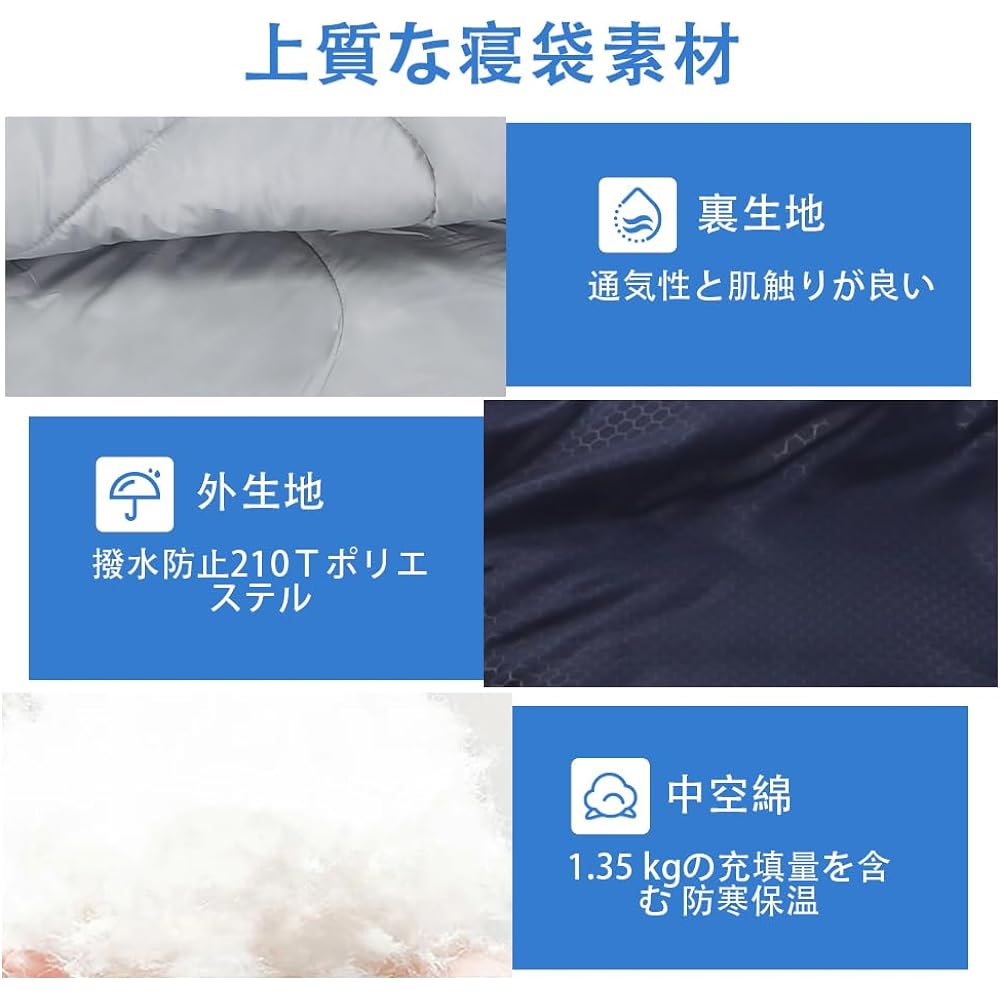 Envelope-shaped sleeping bag, lightweight, thermal, waterproof, easy storage sleeping bag, for mountain climbing, sleeping in the car, camping, office vacation, evacuation, 1.35kg, can be used in spring, summer, and autumn.