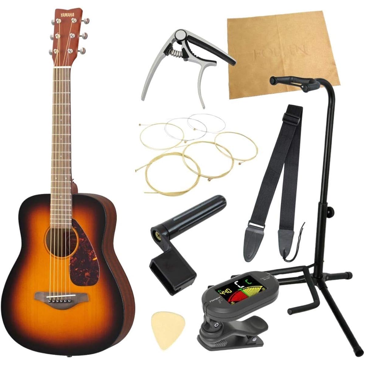 Start with Yamaha! Adult Acoustic Guitar Introductory Set YAMAHA JR2 TBS Mini Acoustic Guitar 9 Piece Set