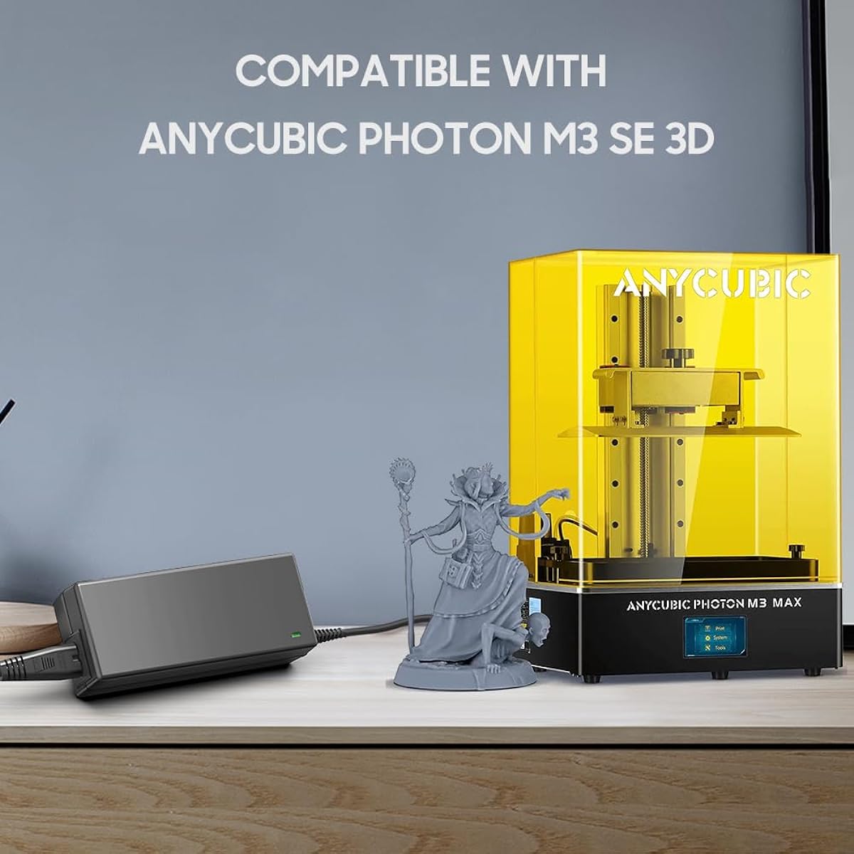 CASIMY 12V 3D Printer Adapter ANYCUBIC Photon M3 Resin Mono SE SQ 3D Printer Compatible 3dt-m3ser sen-usptmse Power Cord Charger