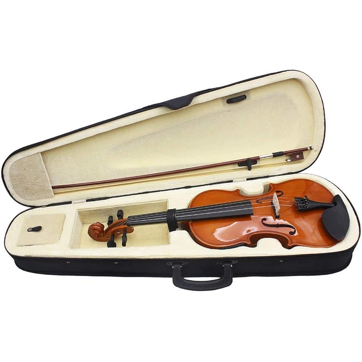 Violin 4/4 Full Size Natural Acoustic EQ Violin Fiddle Solid Wood Spruce Faceboard 6.35mm 1/4" with Connector Wire Shoulder
