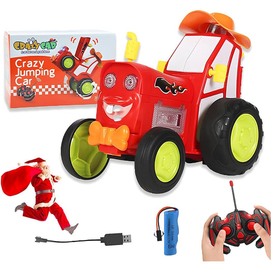 Crazy Jumping Car Toy 2023 New Remote Control Car with Headlights and Music High Speed Stunt RC Car Double Sided RC Truck RC Crawler Toy Car Gifts for Kids Gifts for Boys/Girls (Red)