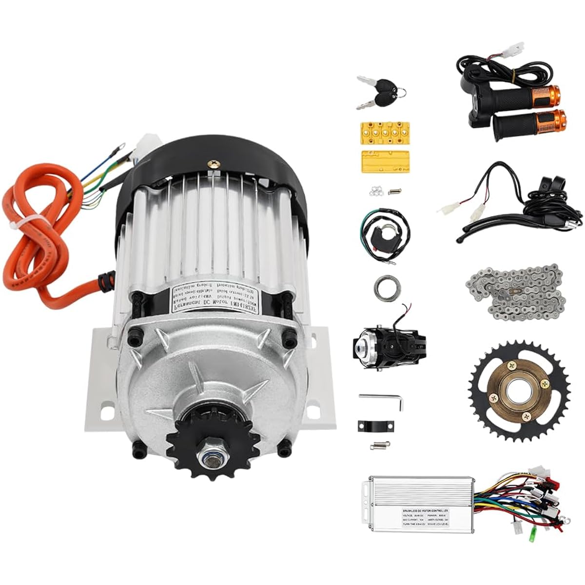 Electric Tricycle Motor Brushless Gear Motor Bicycle Conversion Kit Motor Controller Tricycle Rickshaw Tricycle DIY Parts (750W 48V)