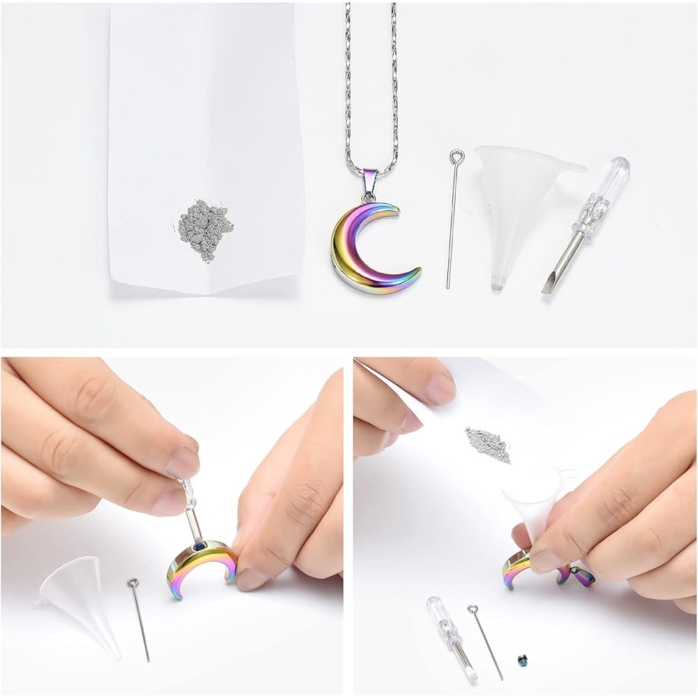 Crystal Inlay Crab Steel Cremation Jewelry Ash Pendant Urns Pet/Human Stainless Steel Memorial Necklace for Men/Women & Free Fill Kit