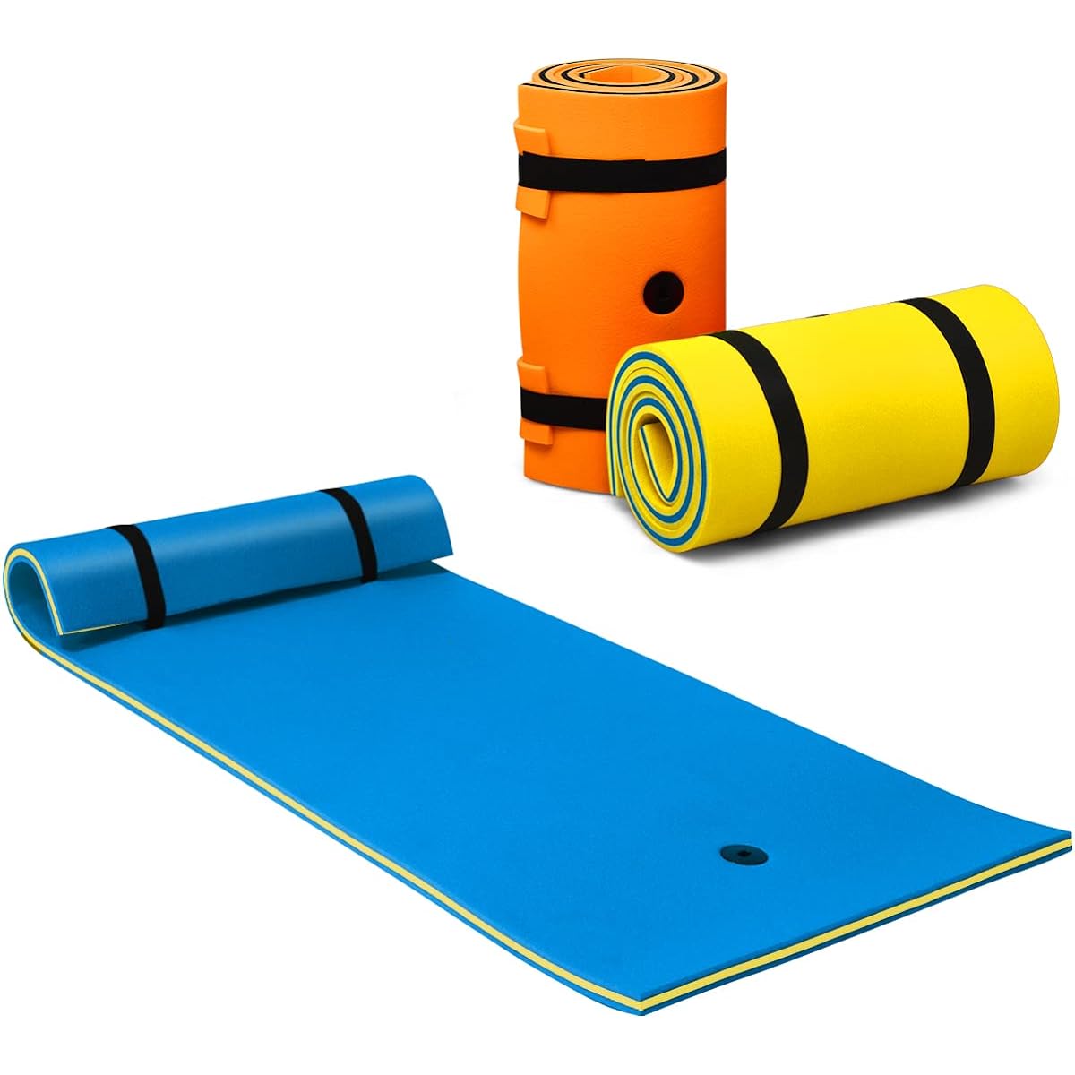 Goplus Floating Water Pad Mat Rolling Pillow Design Elastic Anti-tear 3-Layer XPE Foam Roll Up Floating Island for Pool Lake Ocean Boat