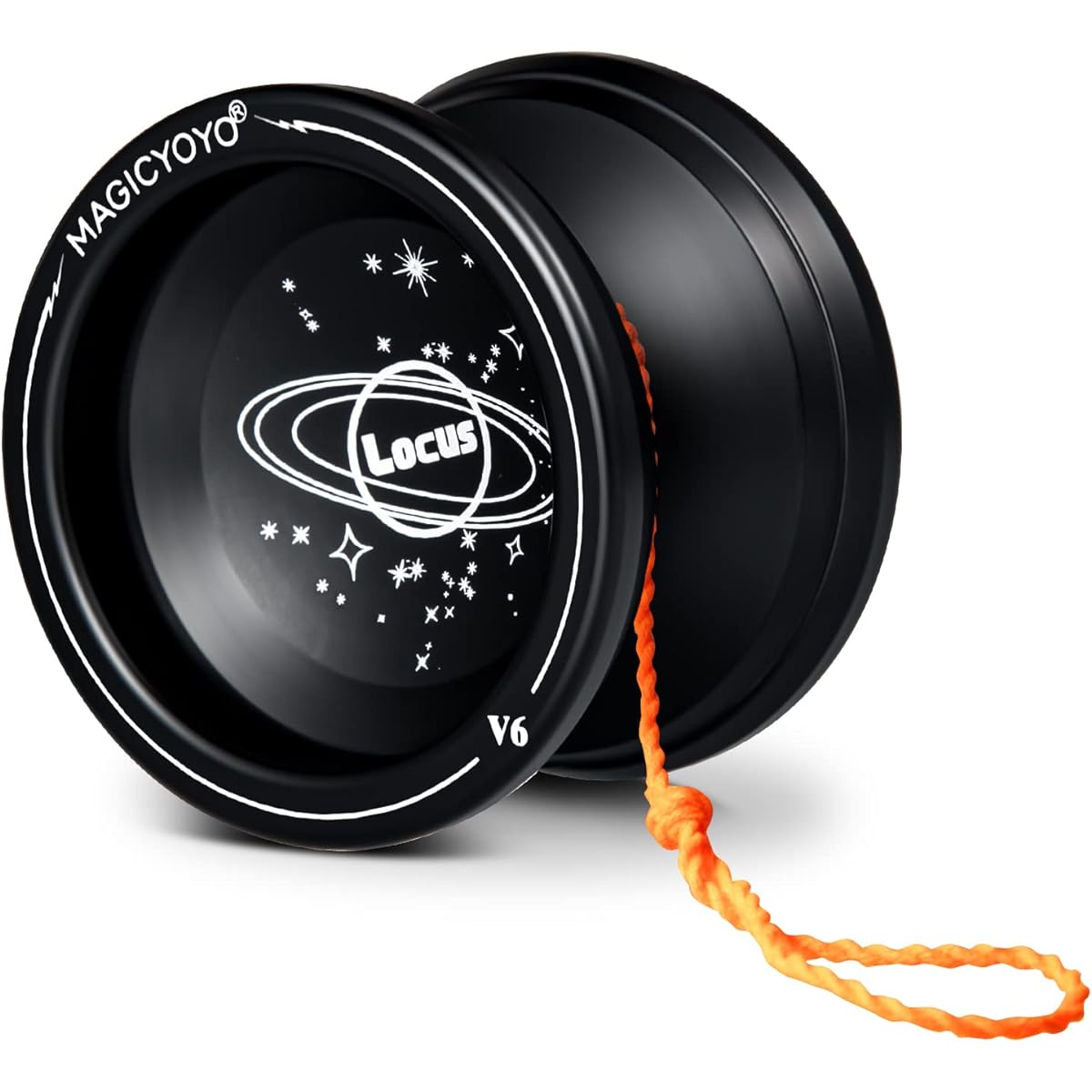Responsive MAGICYOYO V6 Locus Metal Yoyo Aluminum Alloy Yoyo for Beginners Learners Kids Bag Glove 5 Rotating String (Black)