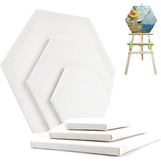 HVEST Blank Canvas for Painting, 6 Pieces Hexagon Blank Canvas Boards, Canvas for Painting Artists Students Kids Adults Painters DIY Painting Blank Canvas Boards