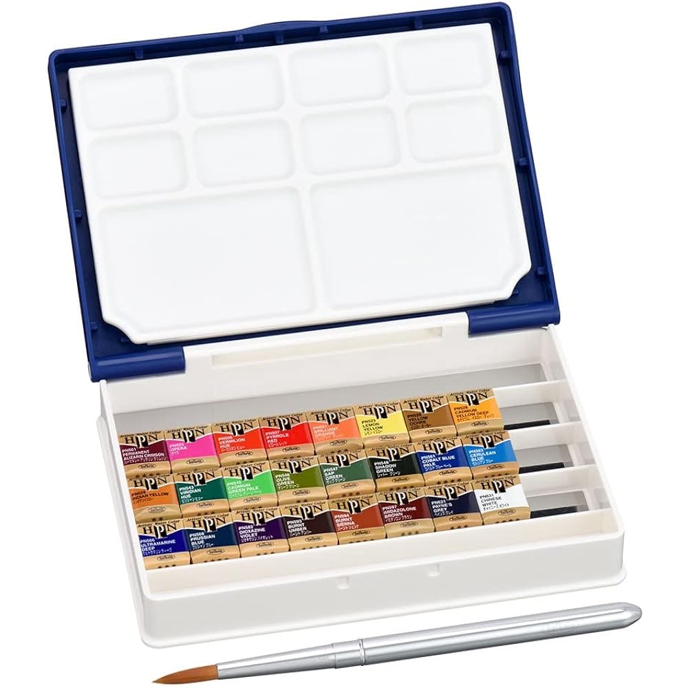 Holbein Solid Watercolor Paint Artist Pan Color PN691 12 Color Set (Palm Box) 02691