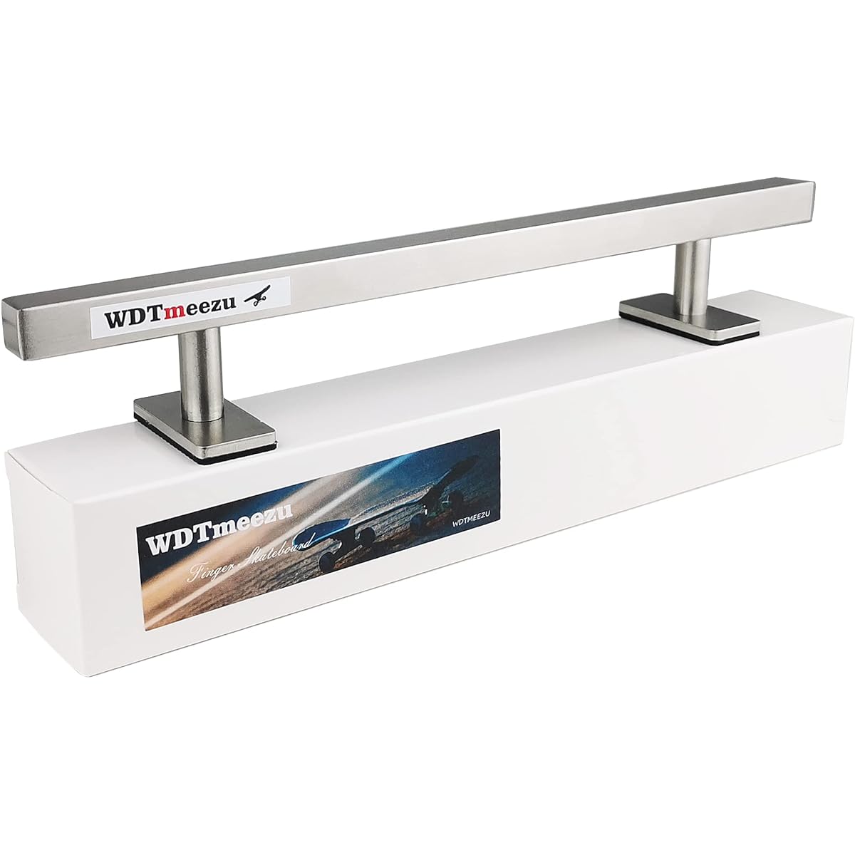 WDTMEEZU Fingerboard Flat Rail Professional Prop for Finger Skateboards, 10" Long, Made of Metal