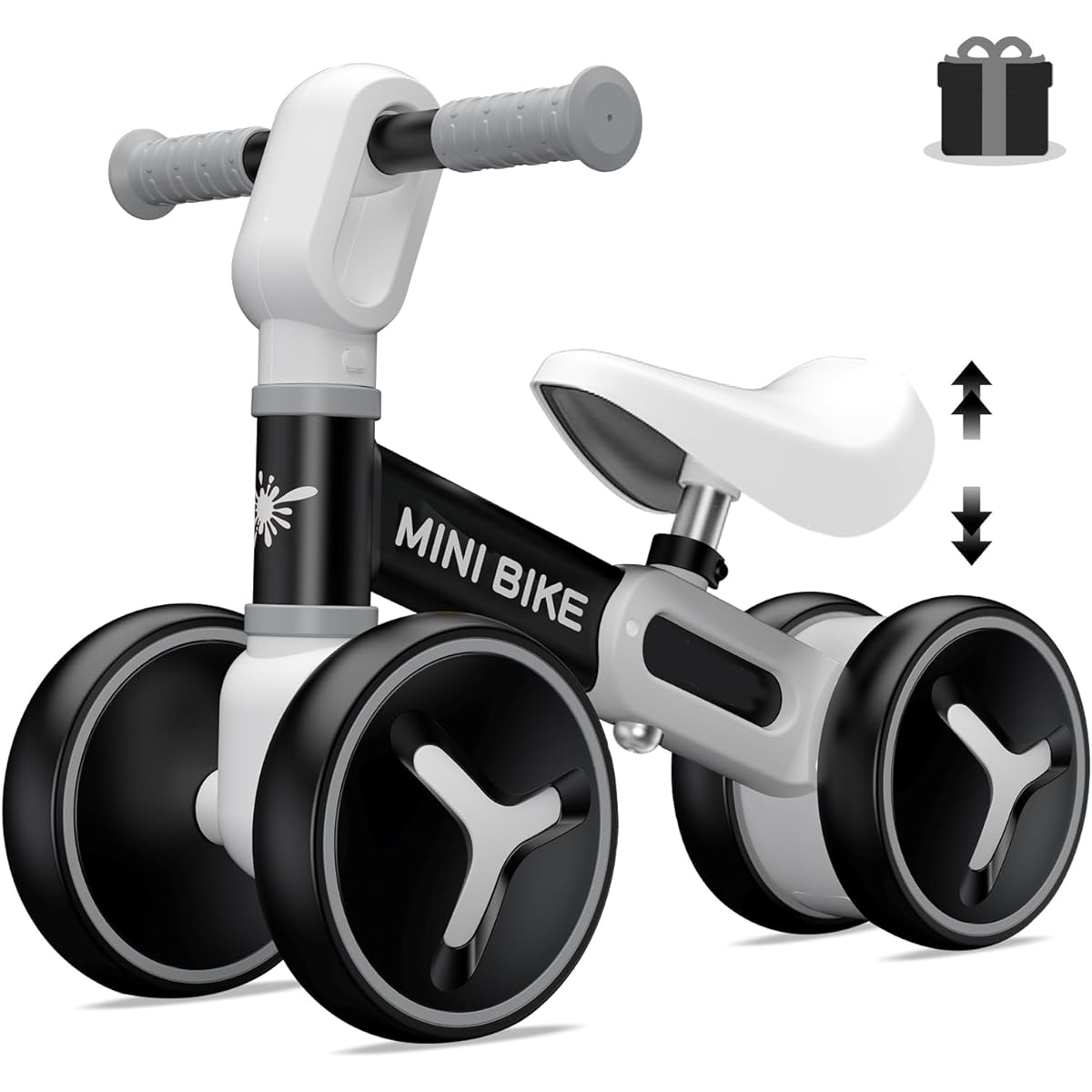 Baby Balance Bike for 1 Year Old Boys Girls, 12-36 Months Riding Toys Toddler Bike with Adjustable Seat, No Pedal Infant 4 Wheels Bicycle, Baby's First Bike First Birthday Gift Christmas
