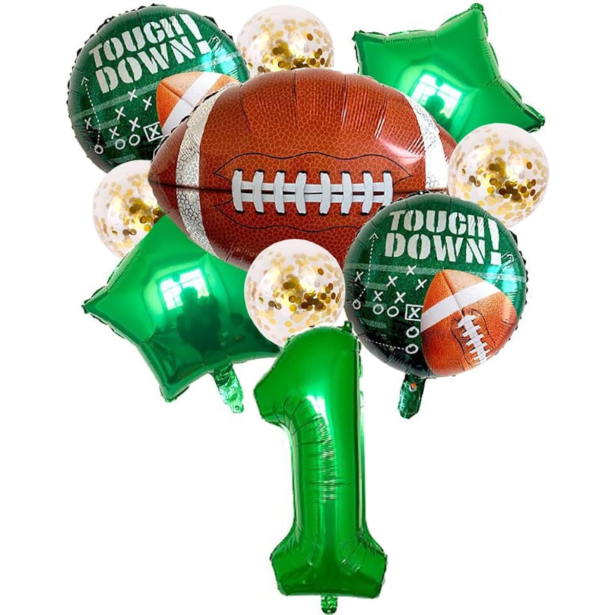 KUNGOON 1st Birthday Football Theme Party Supplies Fun Foil and Latex Balloons Football/Sports Game Birthday Party Supplies Favors