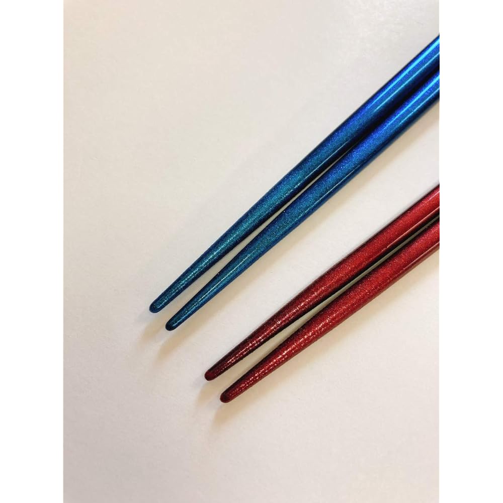 Couple chopsticks, silver cherry blossoms, blue, red, unisex size, non-slip, with paulownia box and wrapping, thank you gift, parents, father, mother, Mother's Day, Father's Day, Respect for the Aged Day [54]
