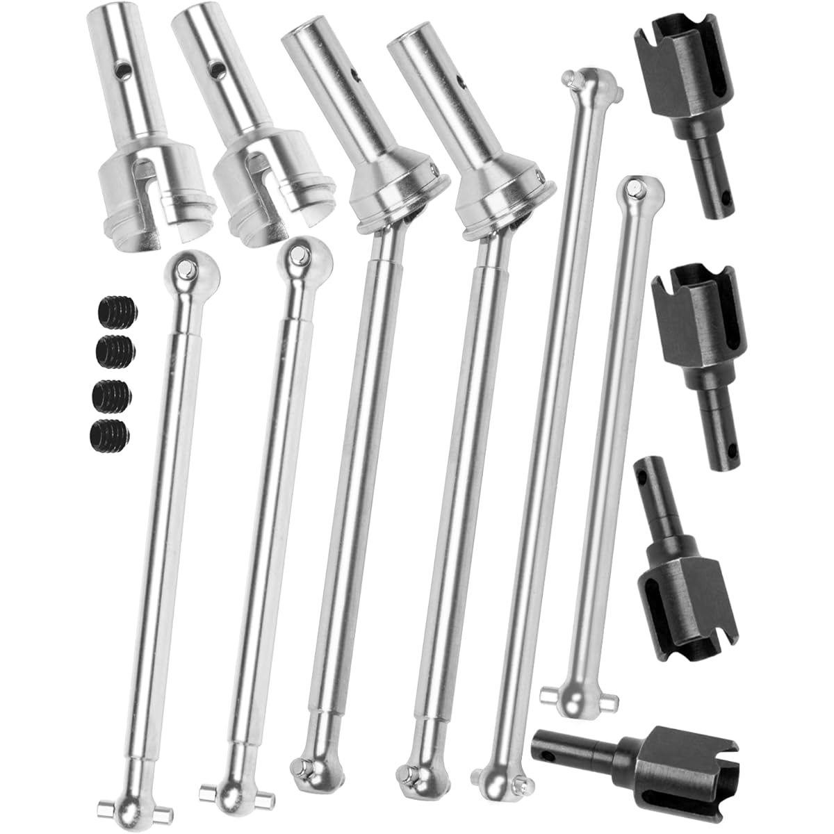 RCarmubWow RC Axles Wide Drive Shaft Upgrade Parts for Arrma 1/8 Typhon 6S Steel #45 Front Rear Drive Shaft Center CVD Dogbone Diff Out Drive Silver