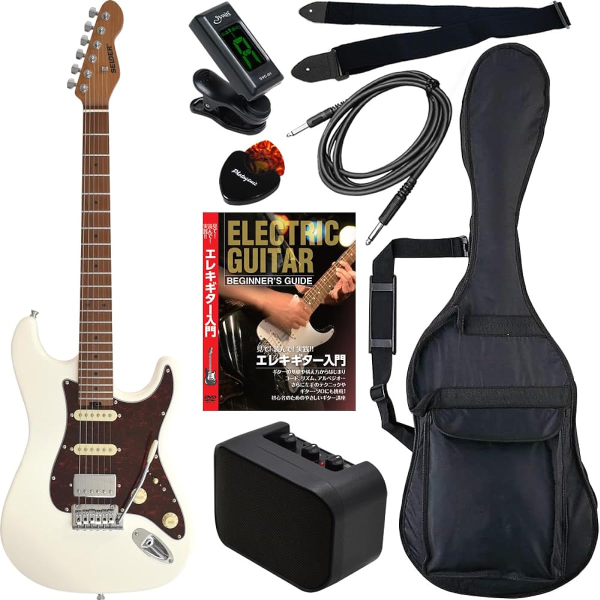 SELDER Electric Guitar Stratocaster Type ST-33RM/OW Owl White Beginner's Limited Set