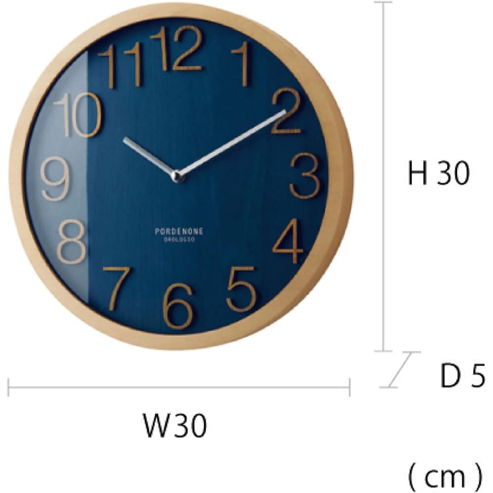 Interform Wall Clock Radio Clock Proc CL-2940NV Navy Wood Diameter 30cm