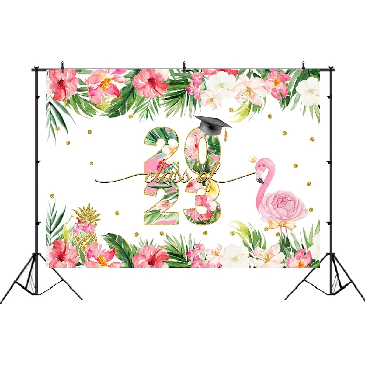 Lofaris Congratulations Graduation 2023 Party Backdrop, Congratulations Graduation Summer Tropical Hawaiian Flamingo Pineapple Background Celebration Graduation Prom Decorations Cake Supplies 7x5ft