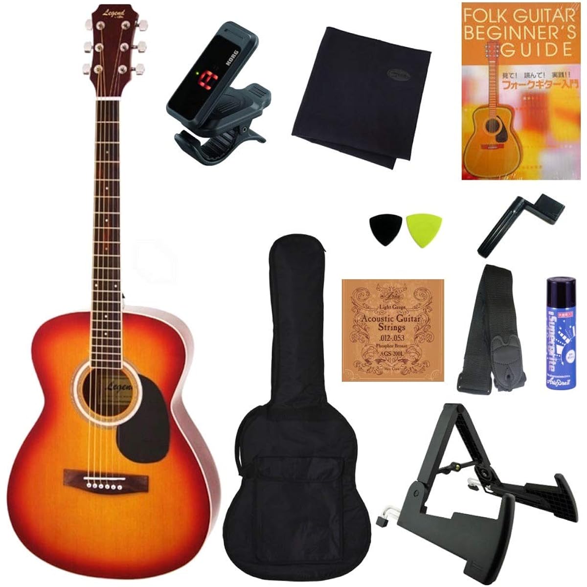 [Perfect Acoustic Guitar Set of 11] Legend FG-15 Legend by Aria ProII Folk Guitar Beginner Set