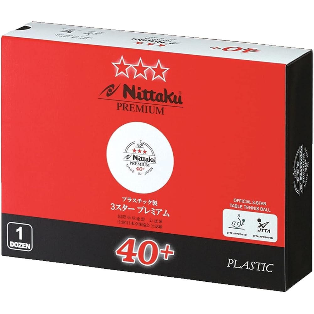 Nittaku Table Tennis Ball Internationally Certified Ball Plastic 3 Star Premium