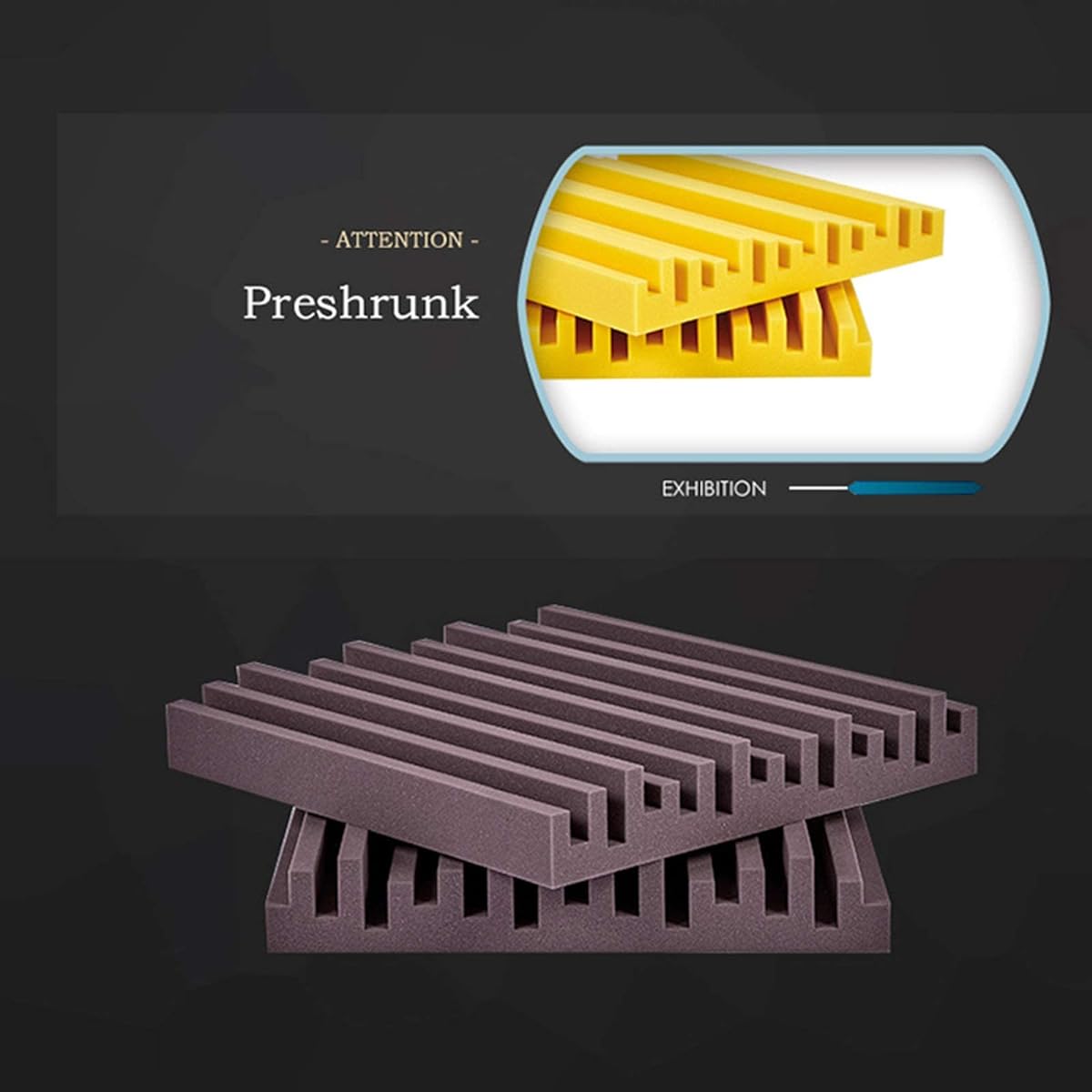 Striped Soundproof Cotton, Office Conference Room Sound Absorbing Cotton Shockproof Noise Reduction Foam Tile 50505CM