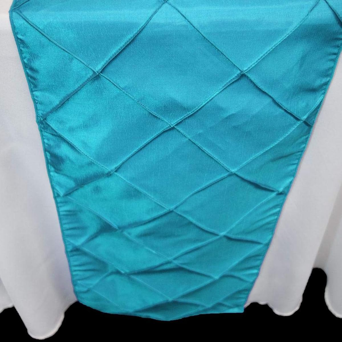 Quasimoon PaperLanternStore.com Turquoise Pintuck Chameleon Table Runner - 12" x 108"