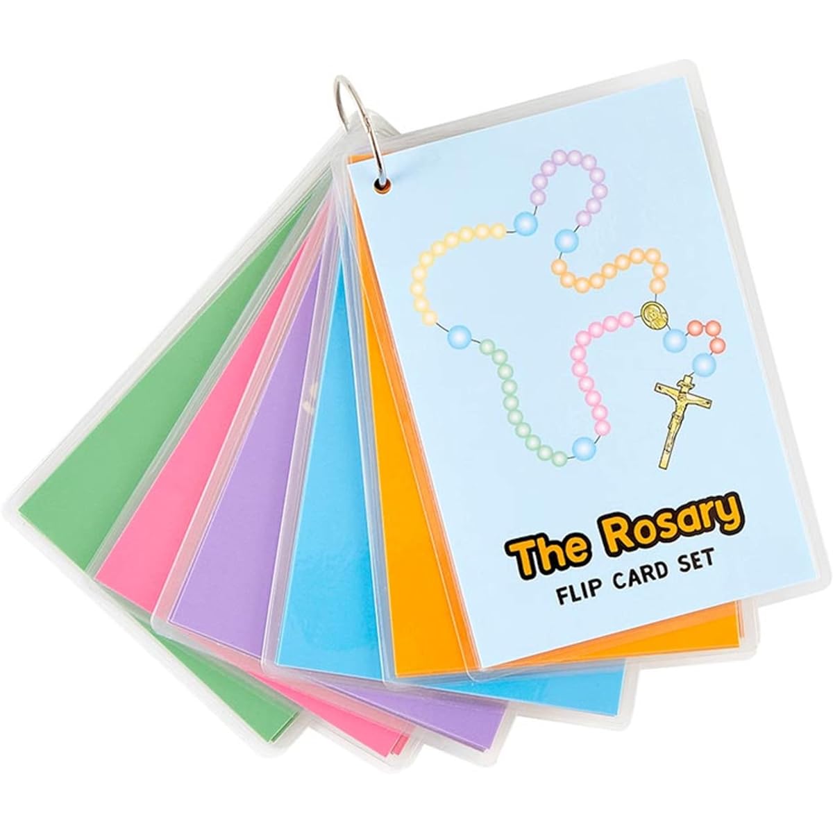 Rosary Jumbo Flip Card Set Catholic Sunday School Study Supplies Bible Study Trivia for Families 27 Card Set