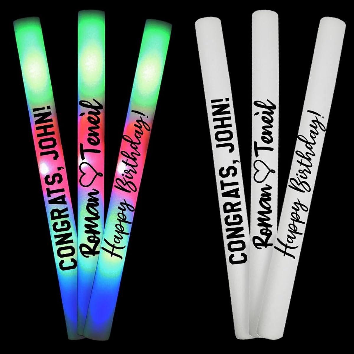 Mr Party King Custom LED Party Foam Light Stick Baton 100 Pack for Wedding Party Birthday Guest Parties DJ Concert Festival Event Promotion 3 Color Lighting Modes Battery Operated 16 Inch