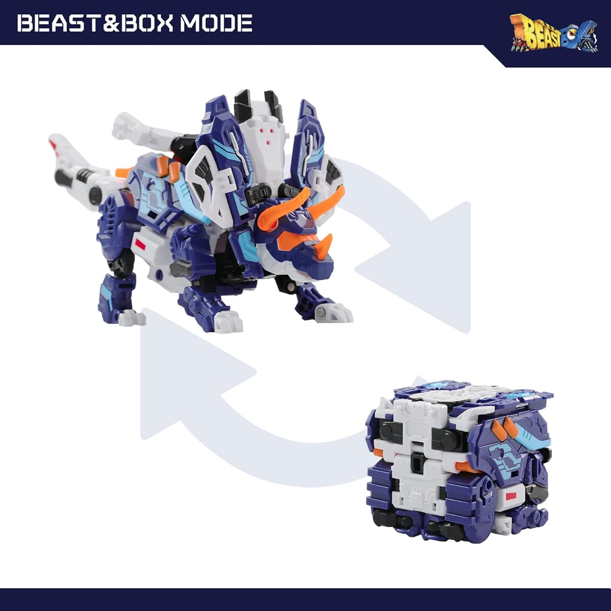 52TOYS BEASTBOX BB-55 Sigma Deformation Toy Action Figure Transforms with Mech and Cube, Great Birthday Party Gift for Teens and Adults, Triceratops Design