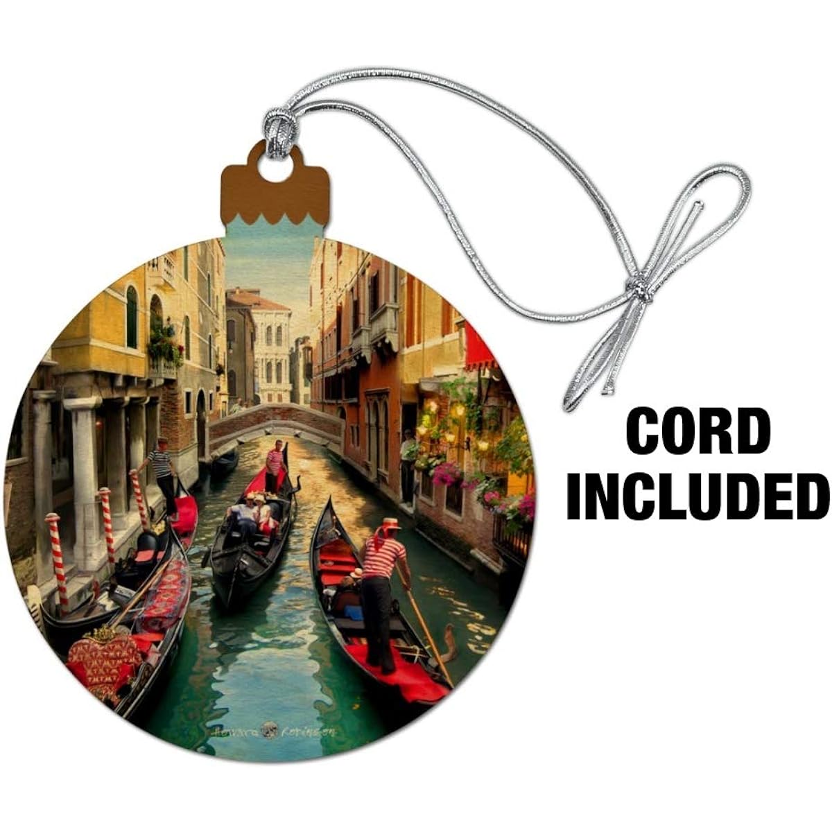 Venice Italy Gondola Canal Wooden Christmas Tree Holiday Ornament