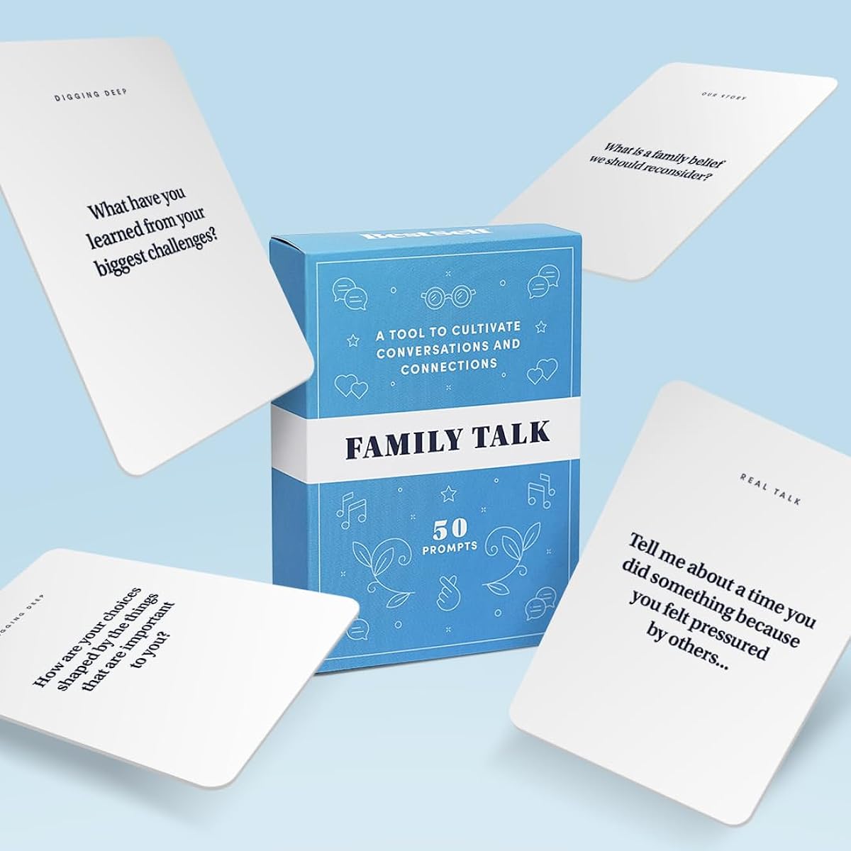 BestSelf Family Talk Deck - 50 Prompt Family Conversation Starter Card Games for Kids and Adults Enjoy a fun and engaging family game night activity! The perfect card game for families