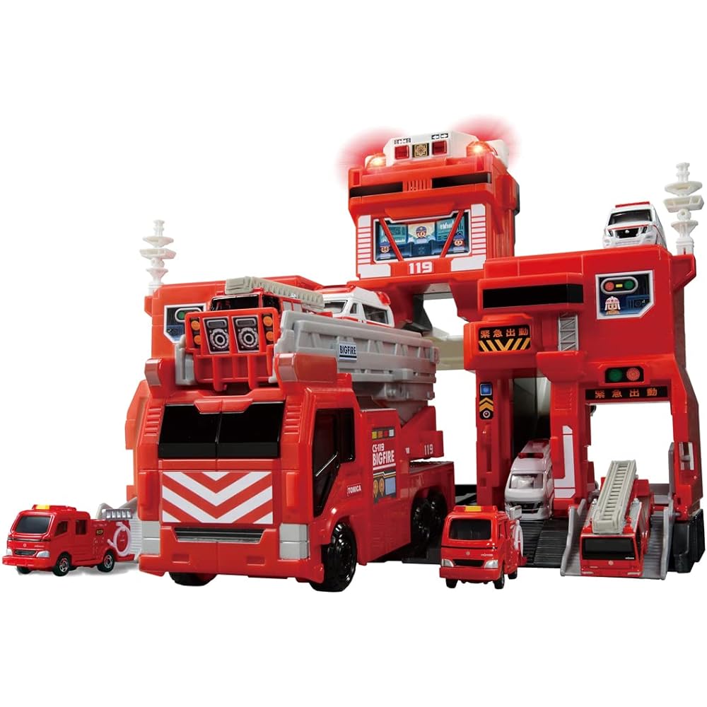 TAKARA TOMY Tomica Transformation Dispatch! Big Fire & Command Station and Tomica Town Dispatch! Fire Extinguishing! Rescue Base Set