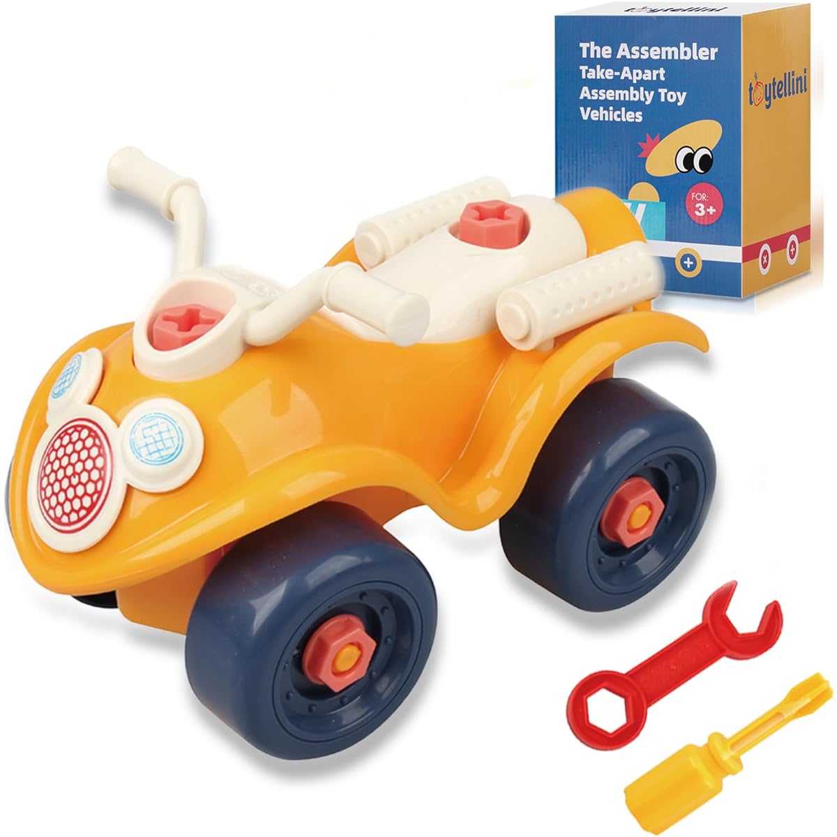 Toytellini Building Toys Building Toys STEM Construction Tools Toys with Drill Wrench Screws Toddler Mechanic Toys Educational Gift Toys for 2-6 Years Old (Beach Car)