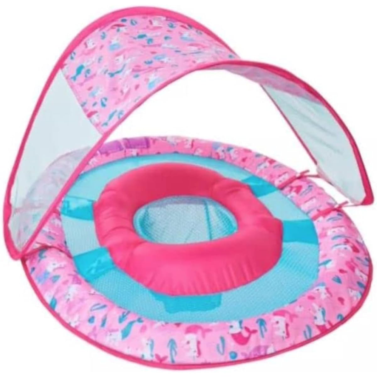 SwimWays Baby Spring Float Sun Canopy - Pink Mermaid Unicorn - 9-24 Months