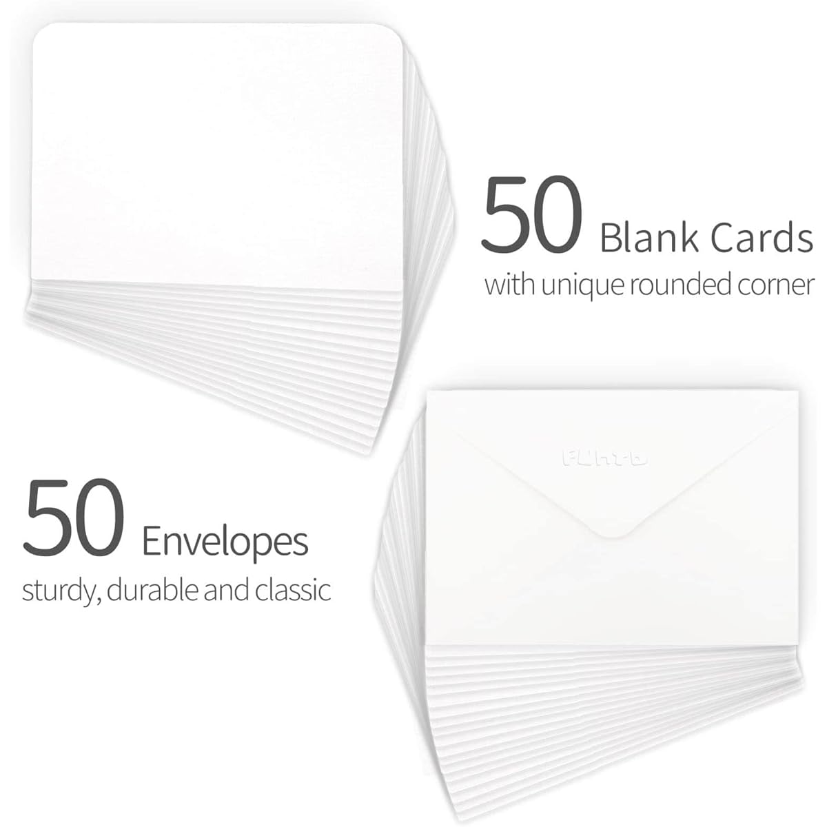 Funto Blank Watercolor Cards with Envelopes, 2 Pack of 25 5" x 7" Cards (140lb/300gsm), Blank Note Cards for Watercolor Journals, Acid-Free Heavyweight Art Paper, Thank You Notes & Greeting Cards