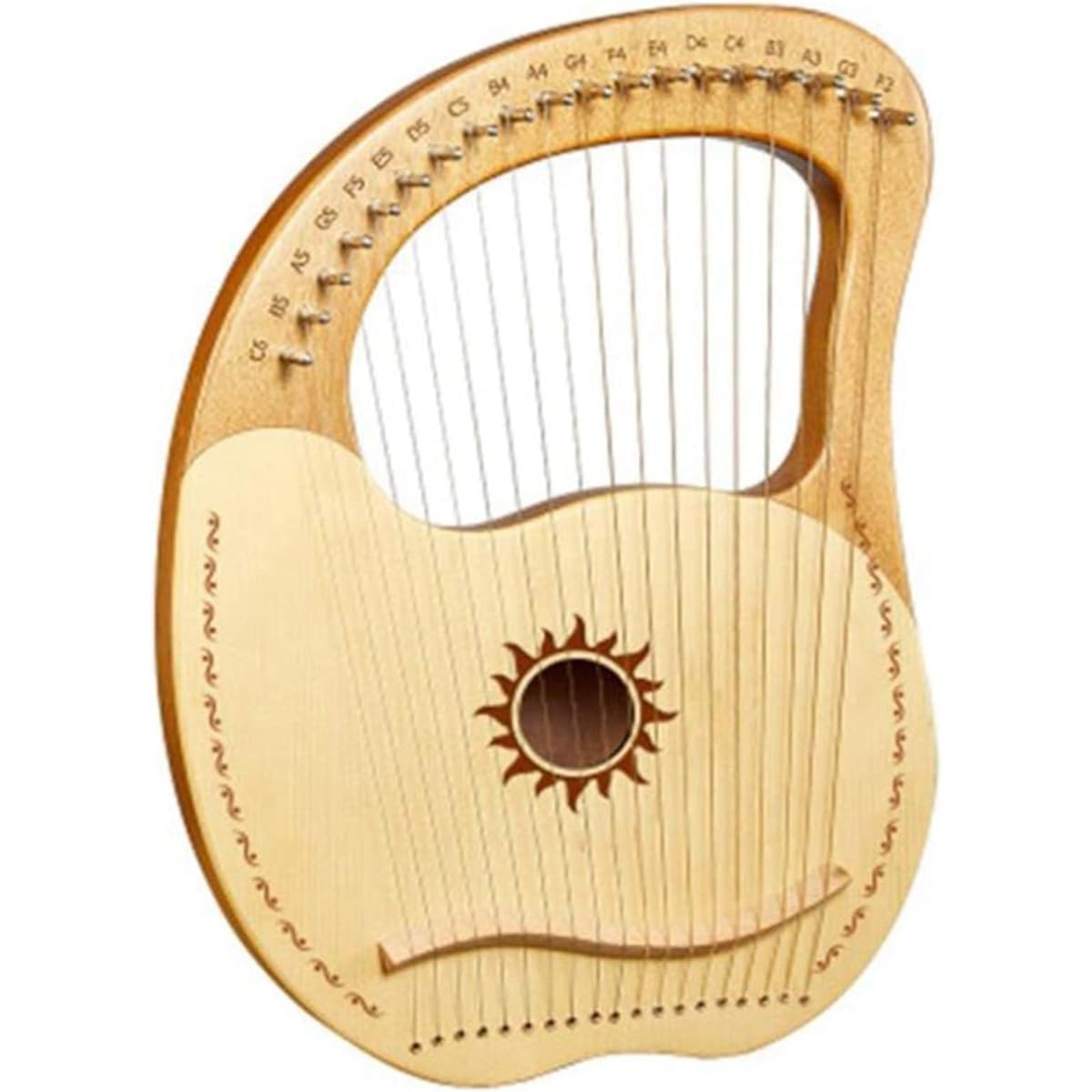 WowZza Lyre Harp 19 Strings Musical Instrument with Tuning Wrench Pattern for Beginner Music Lovers