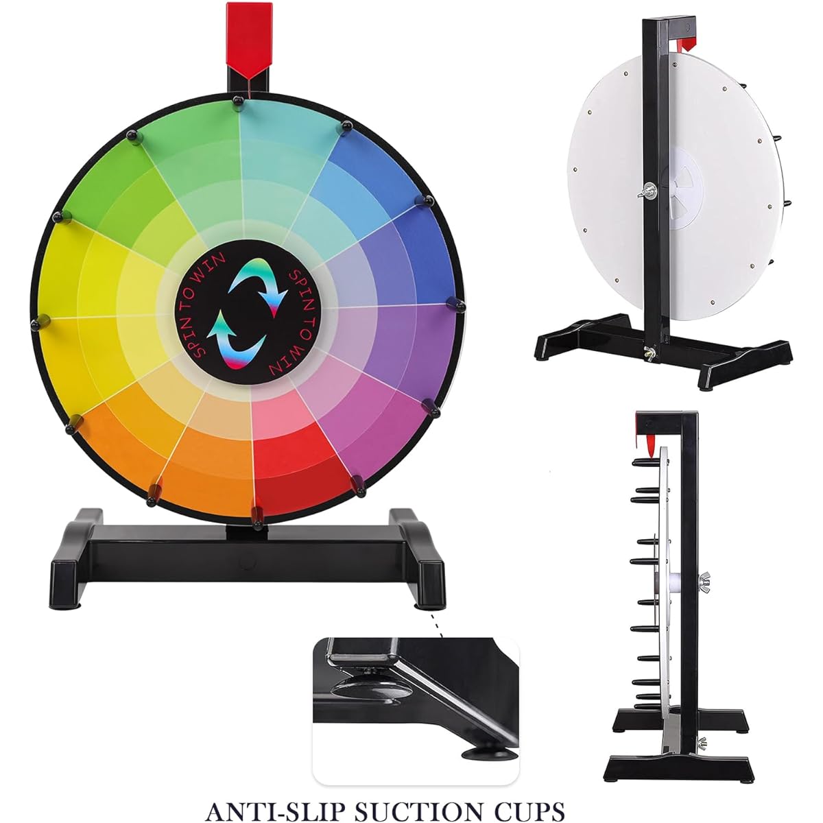 Hooomyai 12" Tabletop Spinning Prize Wheel with 12 Slots, Heavy Duty Plastic Base, Dry Erase Marker and Eraser for Spin Fortune Game at Party Pub Trade Show Carnival