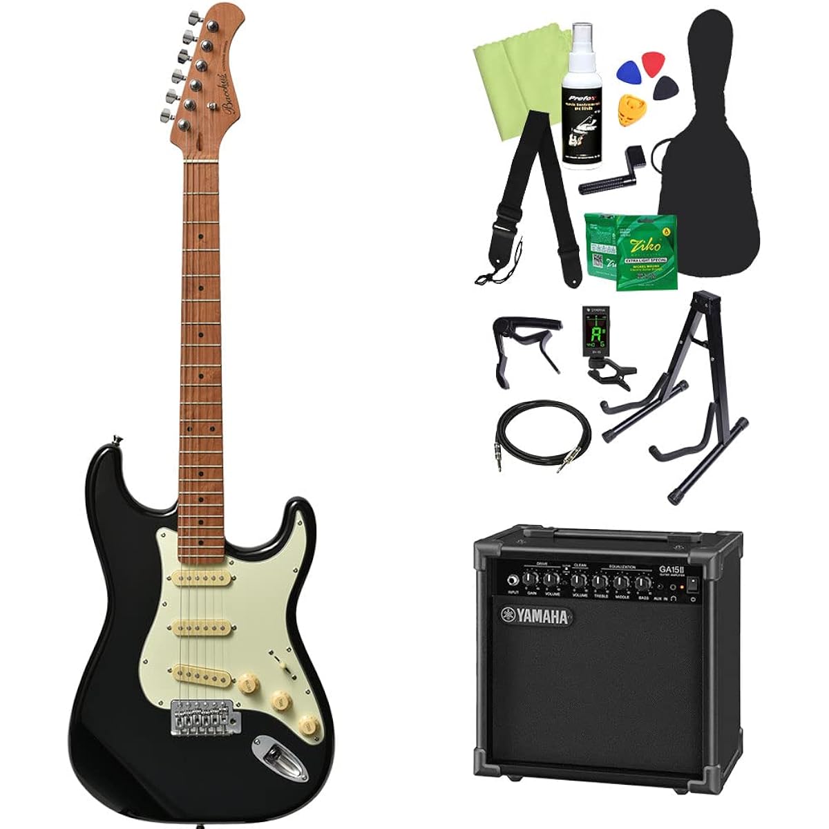 Bacchus BST-1-RSM/M Electric Guitar Beginner 14-piece Set [Includes GA15II] SFG Stratocaster Type Roasted Maple Neck Bacchus