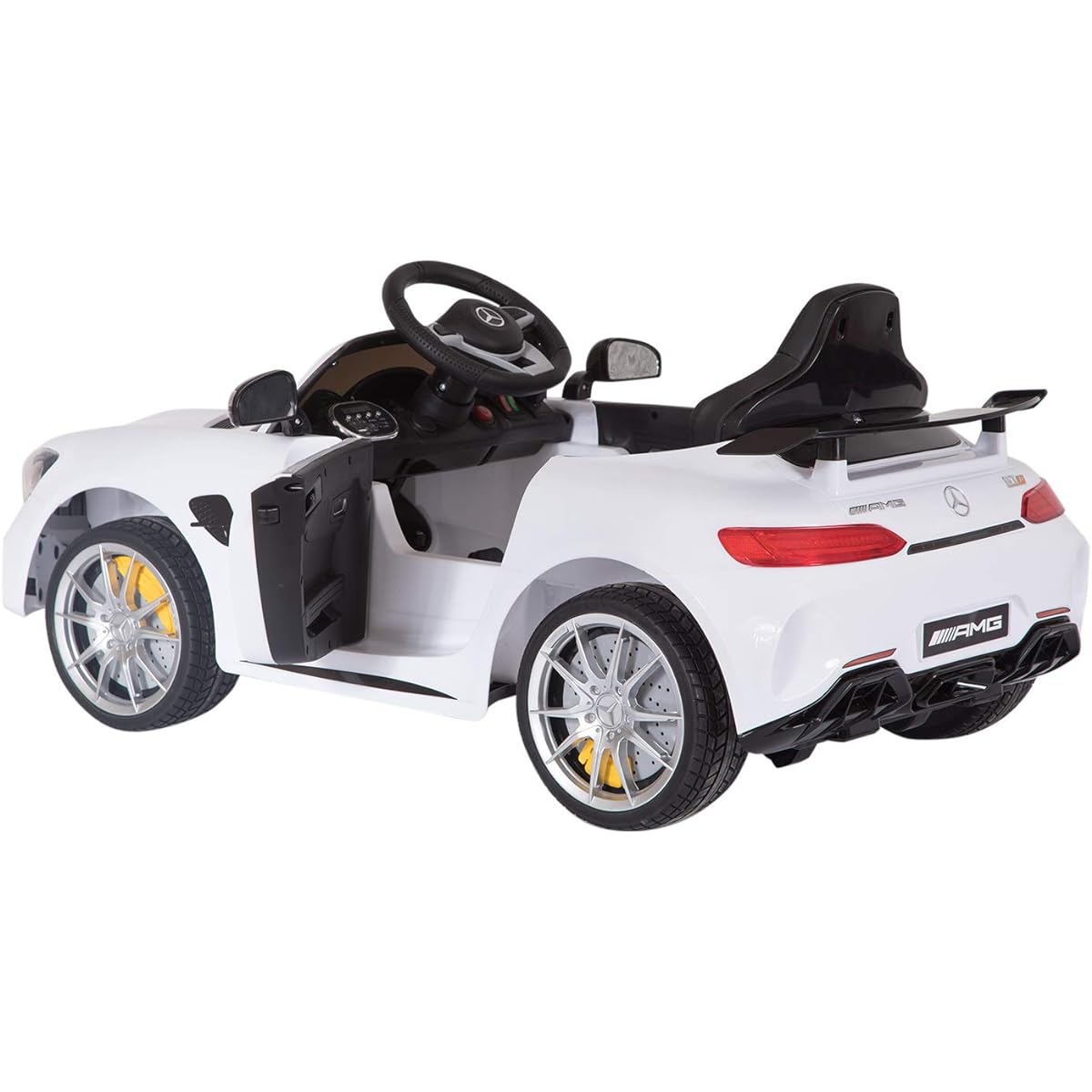 Electric Passenger Car, Radio Controlled Mercedes Benz GTR Rimokon, Can be operated with pedals and radio, Present for Children, Gift, Electric Car, Vehicle Toy, White