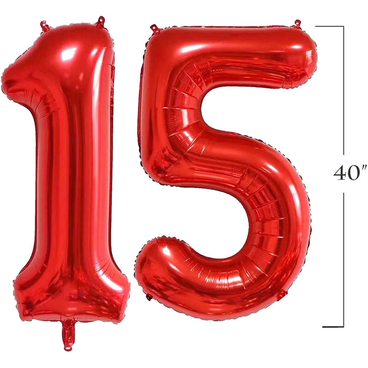 40" Jumbo Red Foil Mylar Number Balloons Boys Girls 15th Birthday Party Decorations 15th Anniversary Party Supplies Photography Props (Red 15)