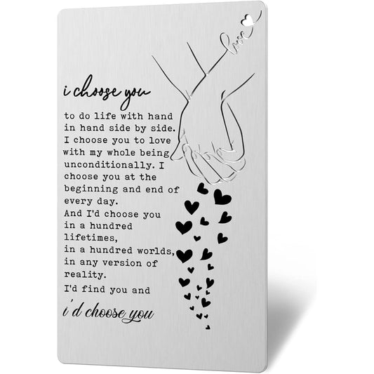 Anniversary Cards Gifts for Him I Choose You Card Gifts for Husband Boyfriend Pocket Keepsake Hubby Gifts Couples for Men Wedding Gifts for Him Groom Gifts Expanded Gifts for Him (Silver) XCD9