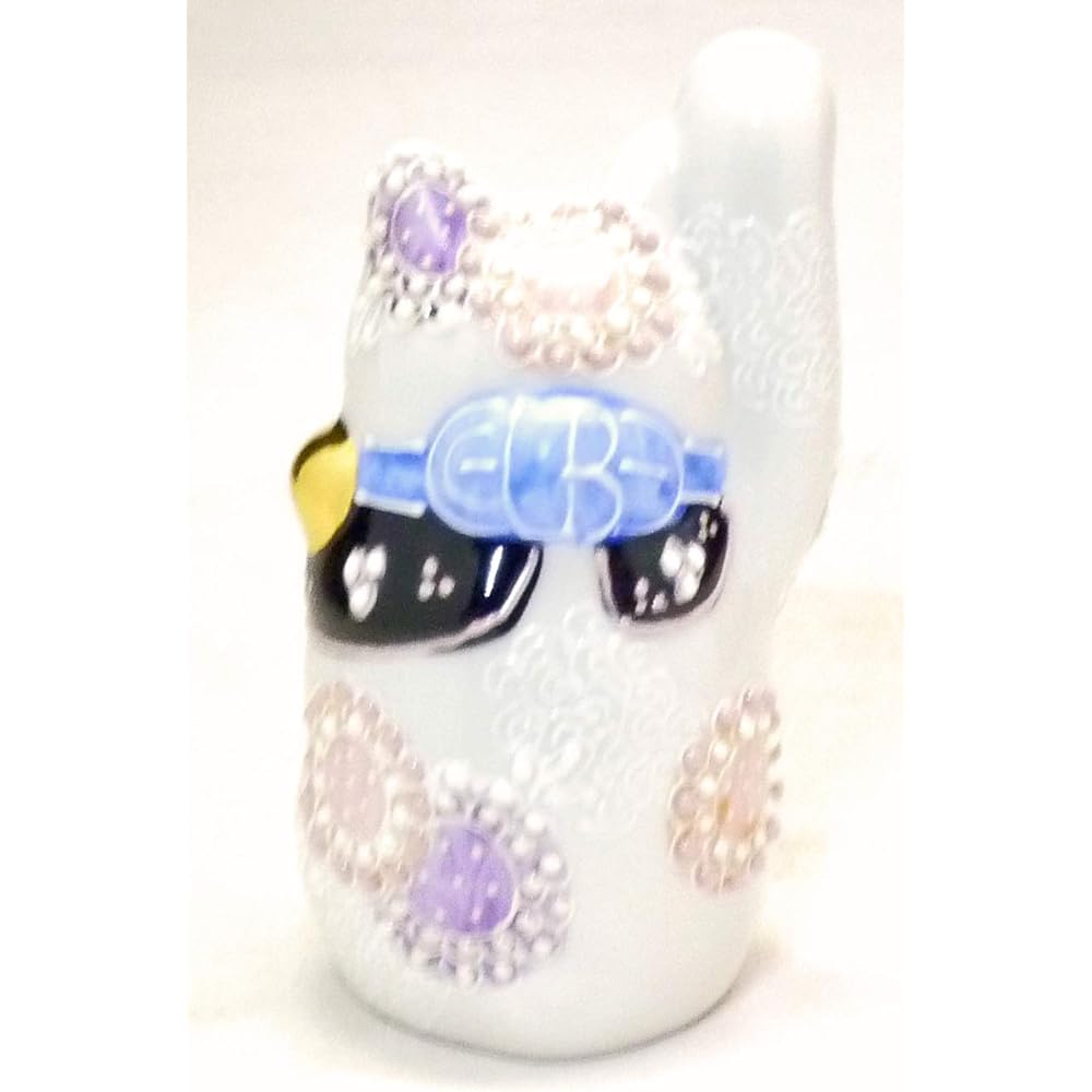 Hyakkaen - Kutani ware "beckoning cat" Deco Mori Hanamurasaki No. 4 (money luck)