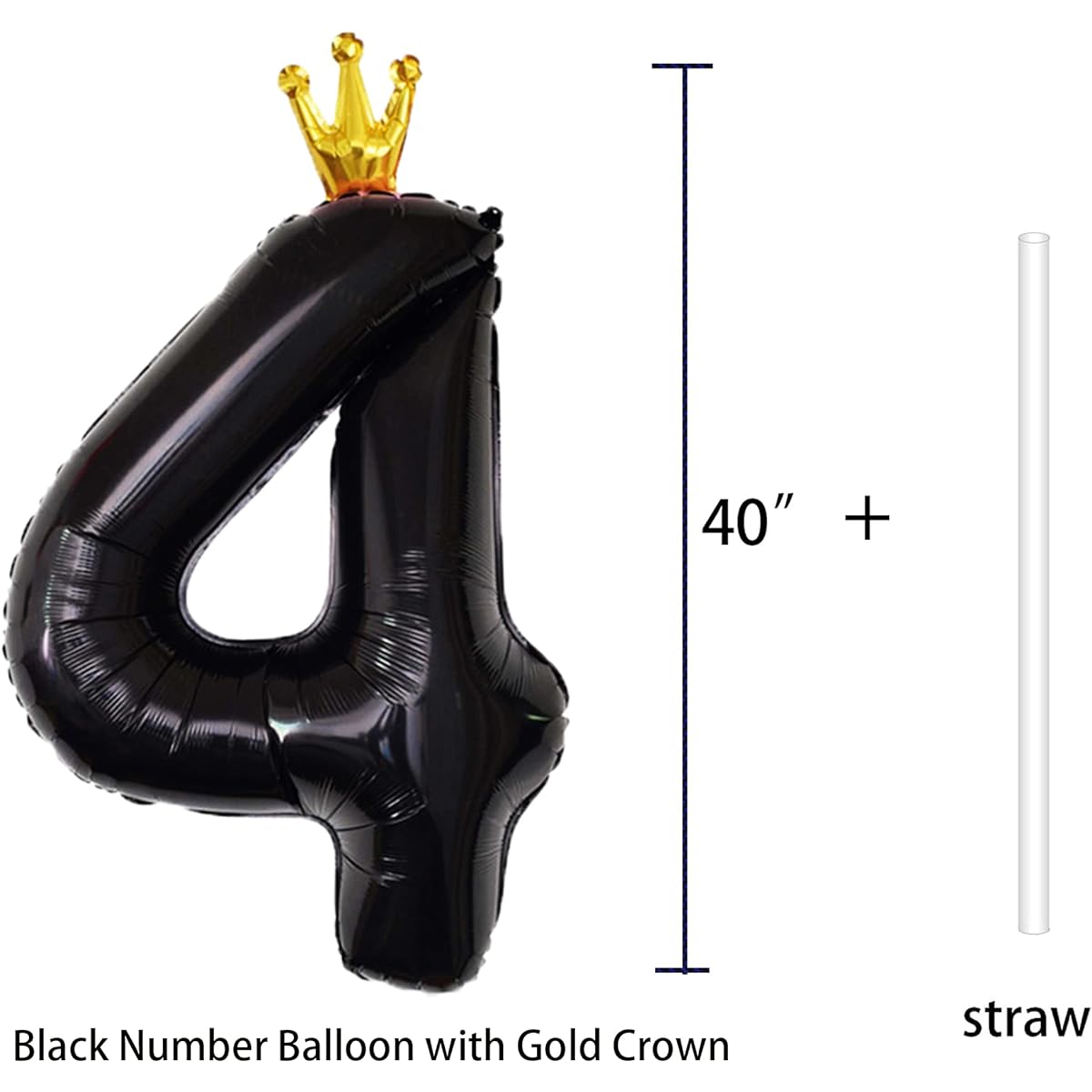 Gifloon Number 4 Balloons with Crown Large Number Balloons 40 Inch 4th Birthday Party Decorations Supplies 4th Birthday Sign Decorations Black